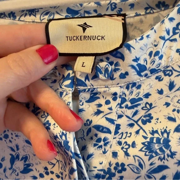 Tuckernuck Blue and White Floral Royal Shirt Dress - Picture 3 of 3